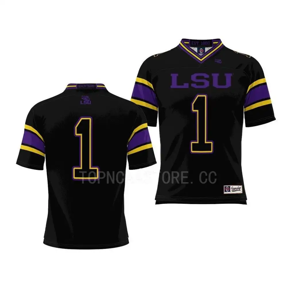 Men's LSU Tigers Black Endzone Shirt #1 ProSphere NCAA Football Jersey